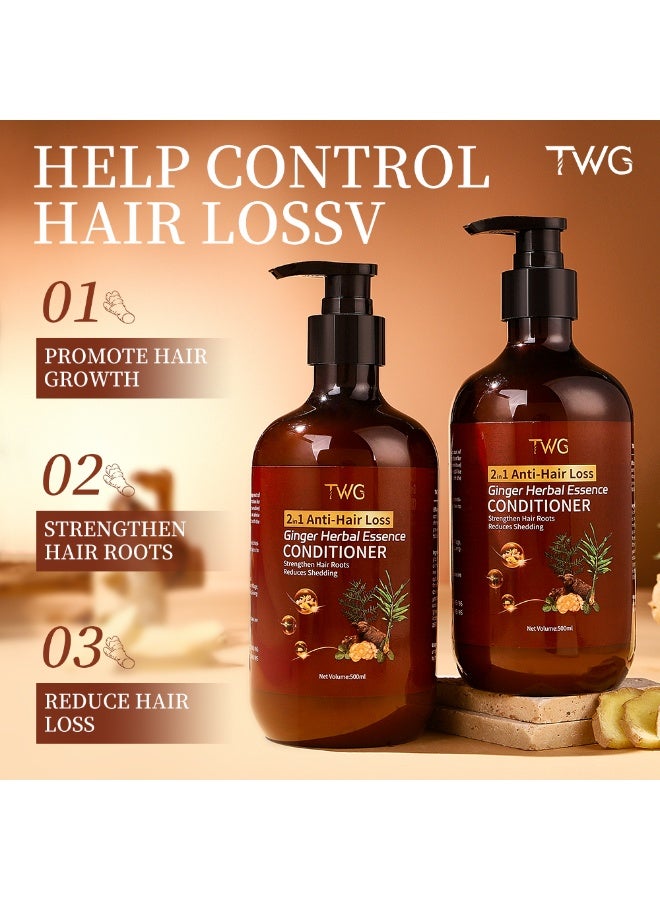TWG 2 in 1 Anti-Hair Loss Ginger Herbal Essence (Conditioner & Shampoo) 500ML - Image 2